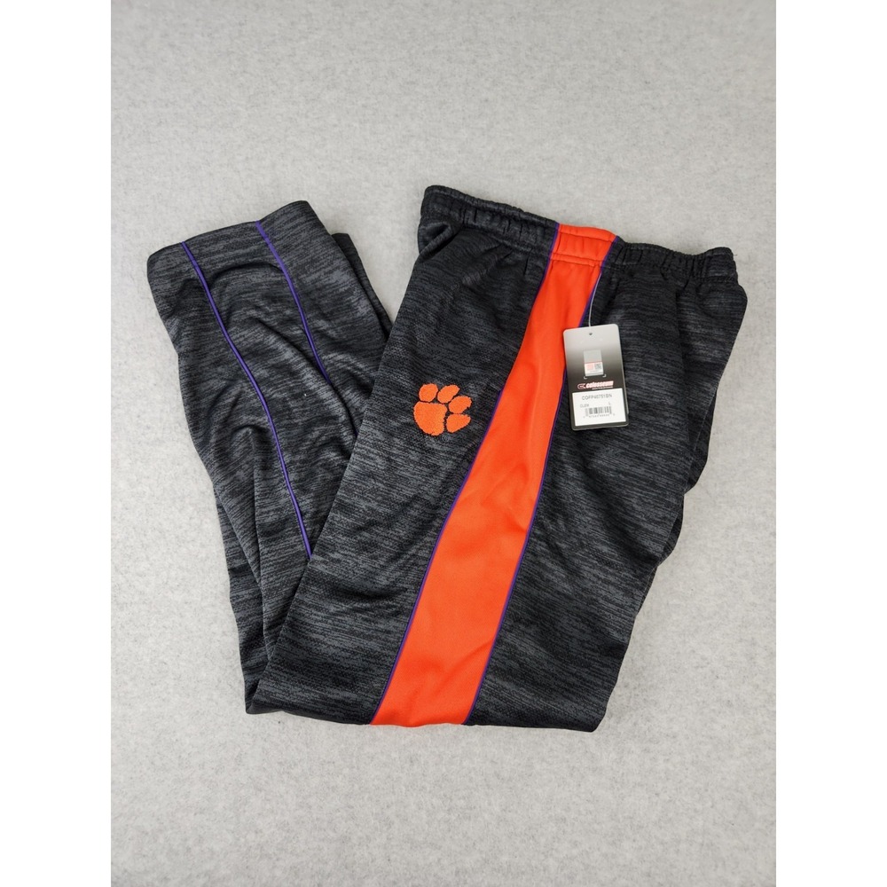 Clemson Tigers Track Pants Youth Large 16/18 Jogger Wide Leg Lined Logo Athletic